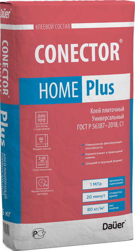CONECTOR® HOME Plus Клей Универсальный C1, ГОСТ Р 56387–2018