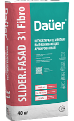 SLIDER® FASAD 31 Fibro Штукатурка цементная выравнивающая армированная КП III, ГОСТ 33083